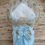 Yenidoğan Soft Kumru Melek Kanat Fiyonklu Gold Çift Dantel Duvaklı Trilüks Kundak Bebek Battaniyesi Mi