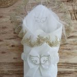 Yenidoğan Shine Kumru Melek Kanat Fiyonklu Gold Dantel Duvaklı Delüks Kundak Bebek Battaniyesi Ekru