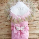 Yenidoğan Shine Kumru Melek Kanat Fiyonklu Gold Dantel Duvaklı Delüks Kundak Bebek Battaniyesi Pembe