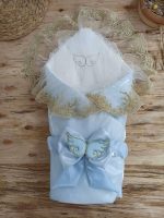 Yenidoğan Shine Kumru Melek Kanat Fiyonklu Gold Dantel Duvaklı Delüks Kundak Bebek Battaniyesi Mi